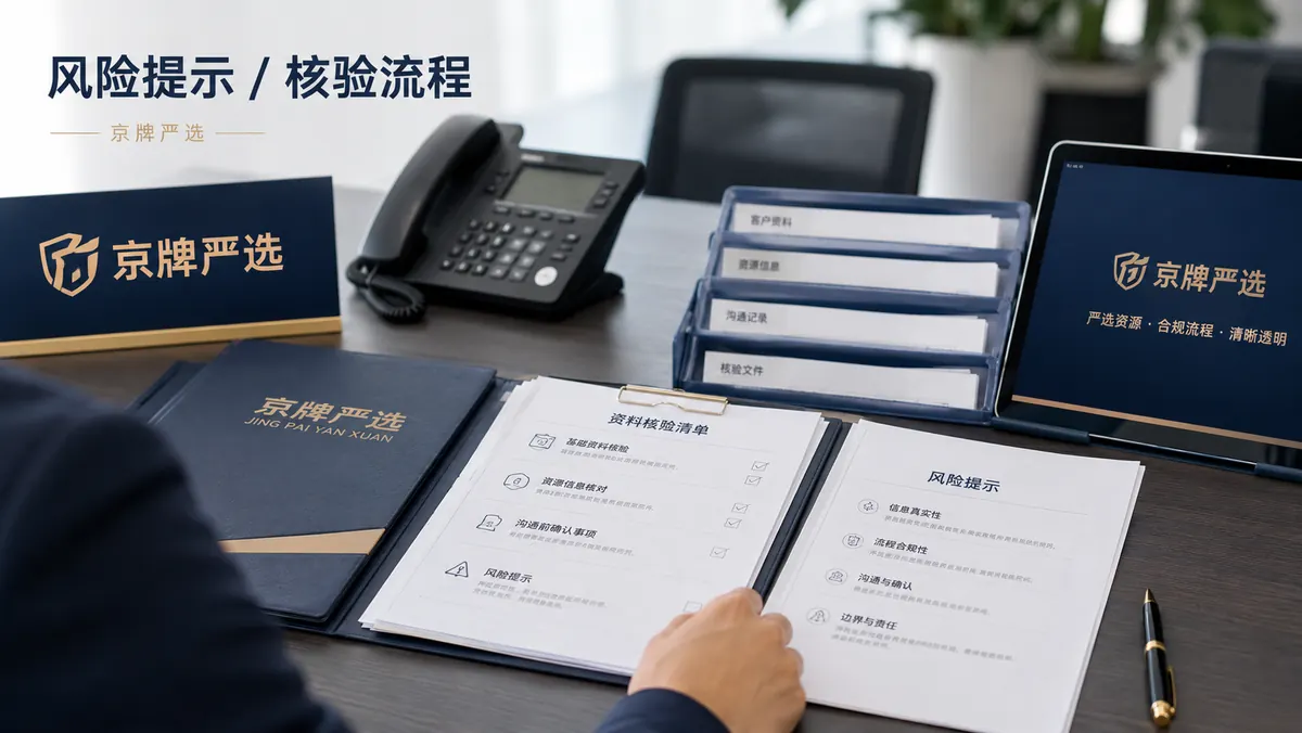 京牌严选资料核验与风险提示场景
