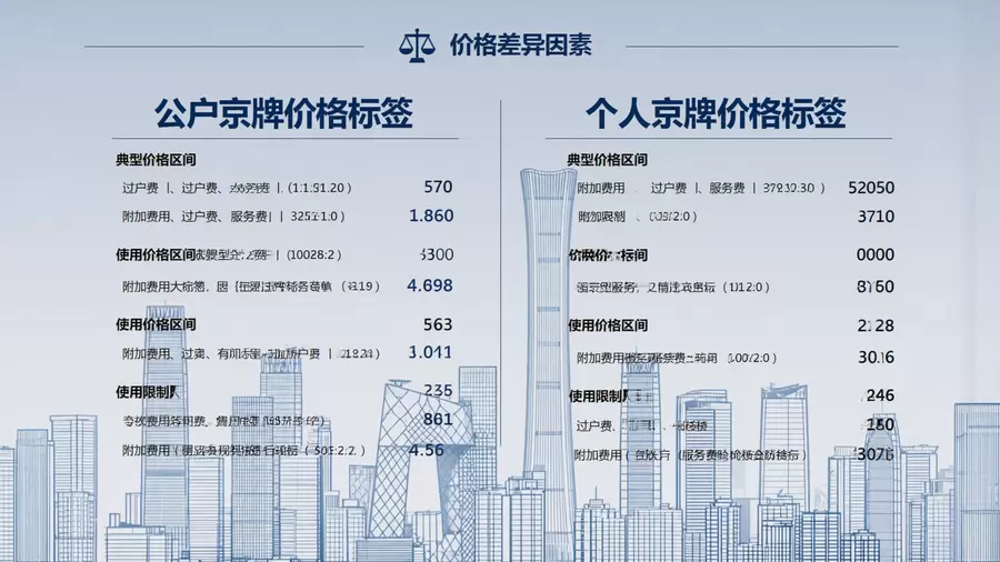 公户与个人京牌价格差异对比卡片