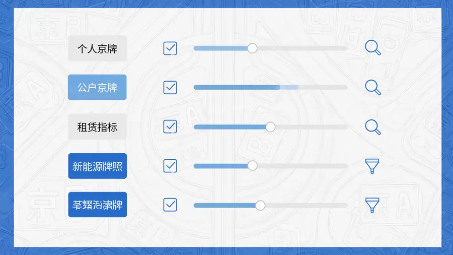 北京京牌资源类型筛选说明卡片